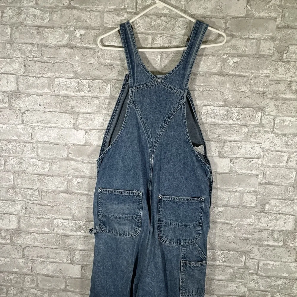 Vintage 90s Carhartt Denim Overalls BU2898 USA Made Workwear 34x34 Distressed